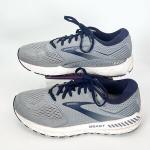 Brooks Beast 20 Grey/Blue Athletic Running Walking Shoes - MENS 10 - GREAT TREAD